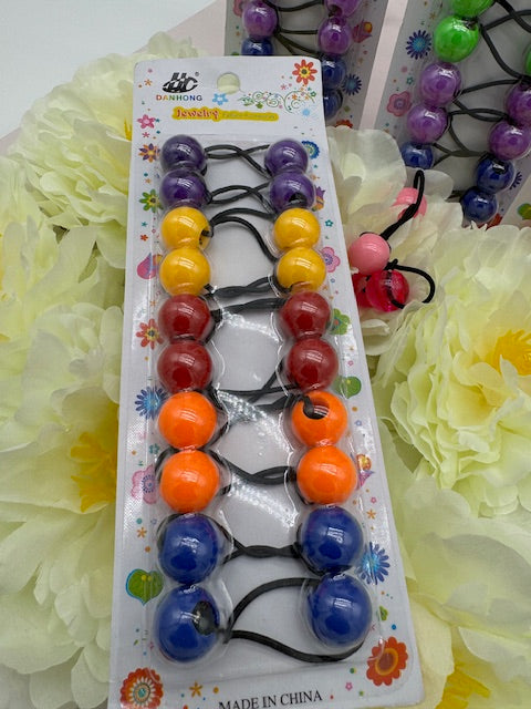 10er-Pack Acryl-Kugel-Haargummis – Bunte, doppelt-elastische Kinder-Haarbänder, undurchsichtig