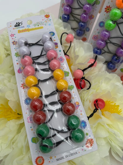 10er-Pack Acryl-Kugel-Haargummis – Bunte, doppelt-elastische Kinder-Haarbänder, undurchsichtig