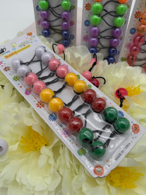 10er-Pack Acryl-Kugel-Haargummis – Bunte, doppelt-elastische Kinder-Haarbänder, undurchsichtig