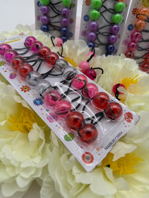 10er-Pack Acryl-Kugel-Haargummis – Bunte, doppelt-elastische Kinder-Haarbänder, durchsichtig