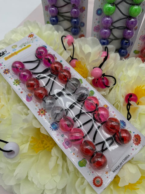 10er-Pack Acryl-Kugel-Haargummis – Bunte, doppelt-elastische Kinder-Haarbänder, durchsichtig