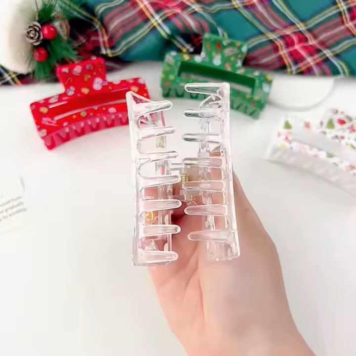 3 Stk. Weihnachts Haarklammern – Niedliche quadratische Haar-Claw Clips