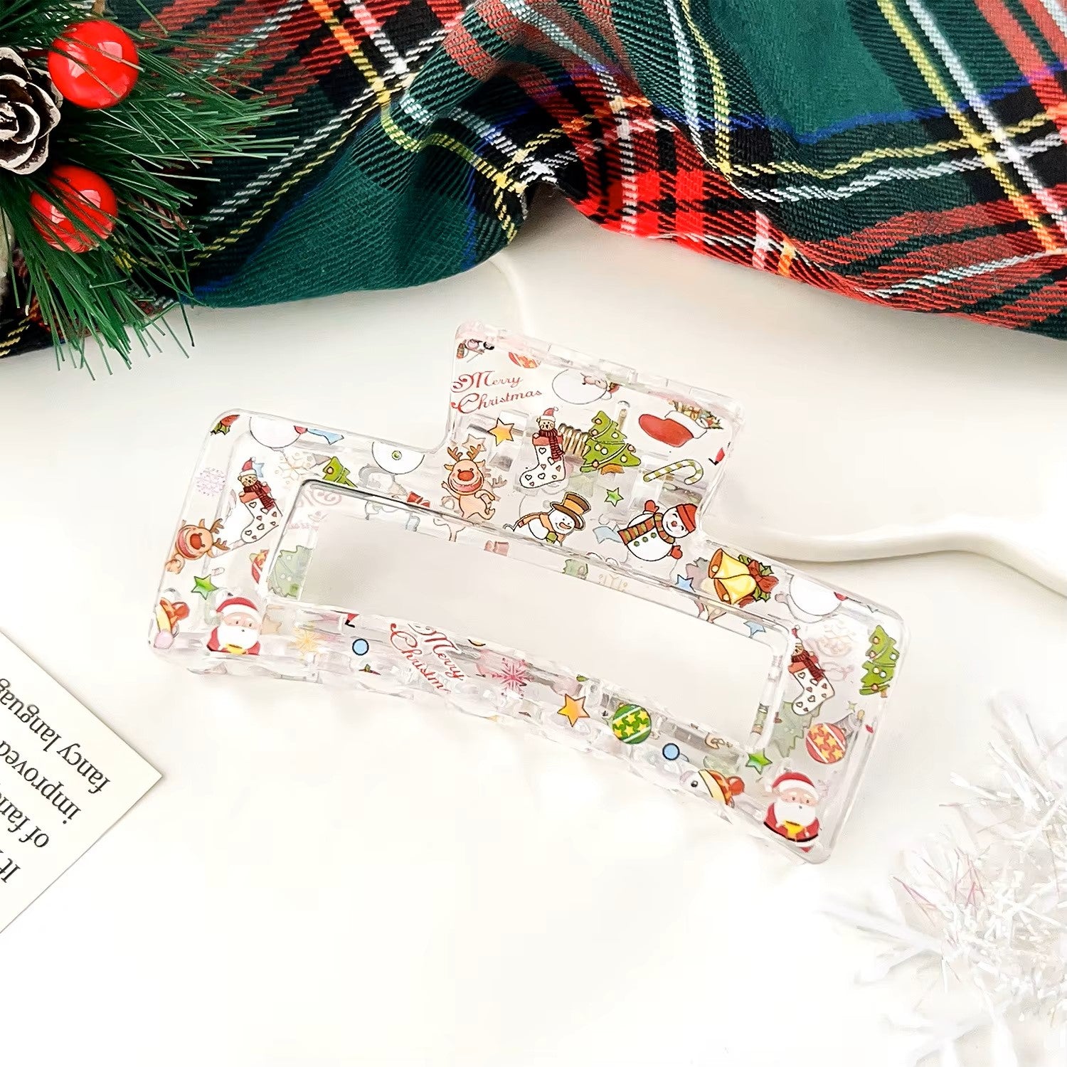 3 Stk. Weihnachts Haarklammern – Niedliche quadratische Haar-Claw Clips
