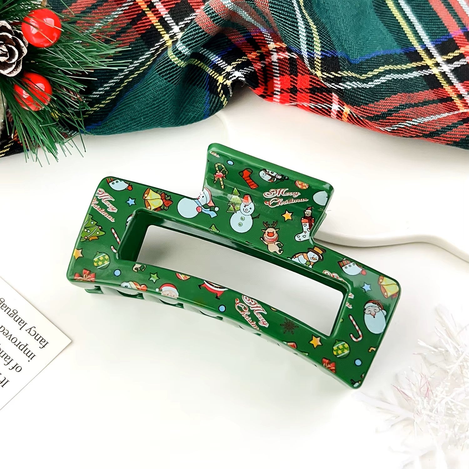 3 Stk. Weihnachts Haarklammern – Niedliche quadratische Haar-Claw Clips