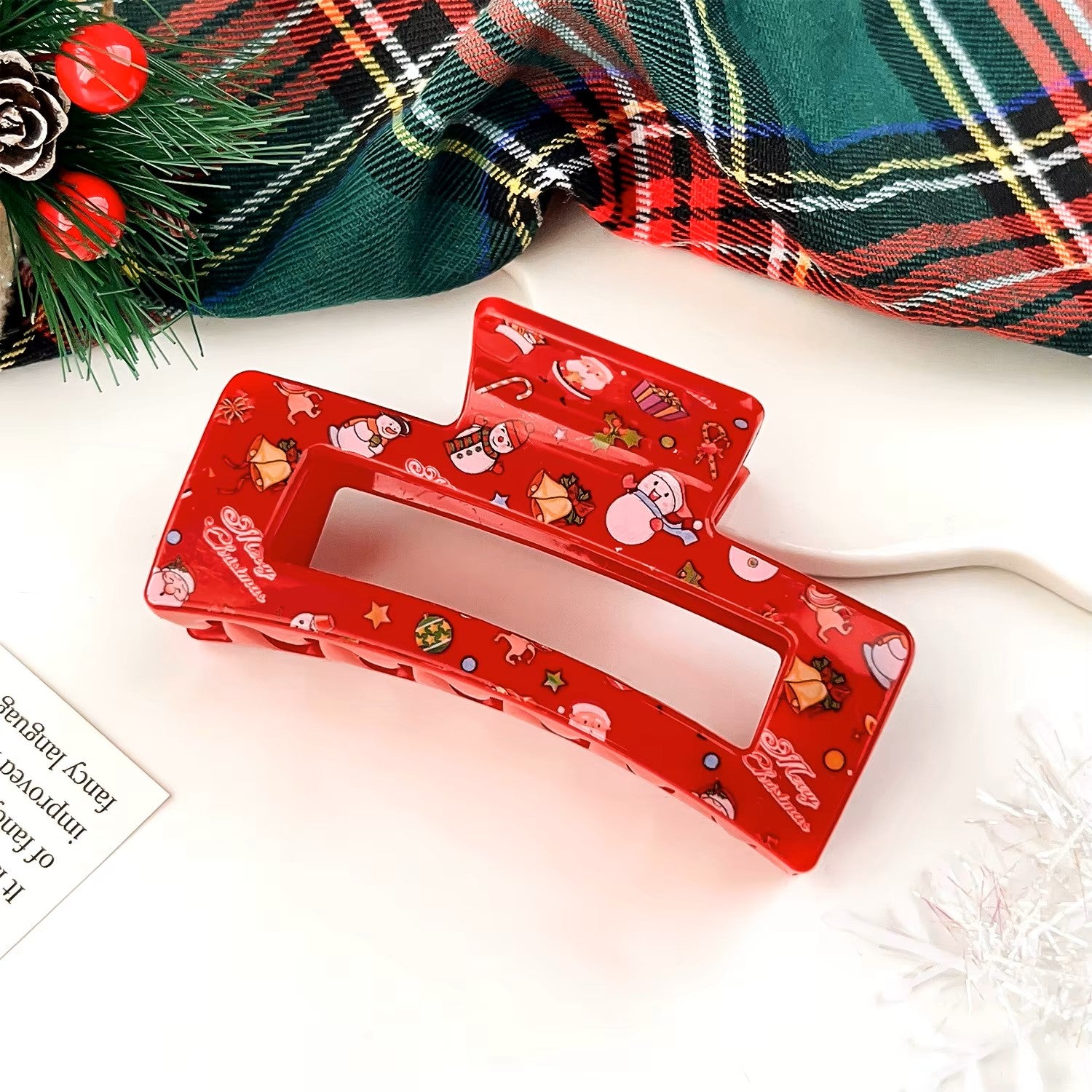 3 Stk. Weihnachts Haarklammern – Niedliche quadratische Haar-Claw Clips