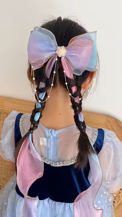 1 Stk. Perlen Haarschleife für Kinder — Gelb / Rosa