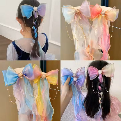 1 Stk. Perlen Haarschleife für Kinder — Gelb / Rosa