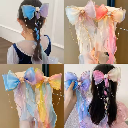 1 Stk. Perlen Haarschleife für Kinder — Gelb / Rosa
