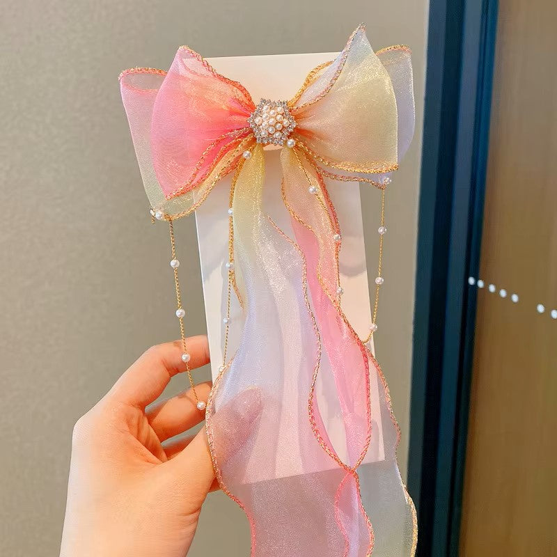 1 Stk. Perlen Haarschleife für Kinder — Gelb / Rosa