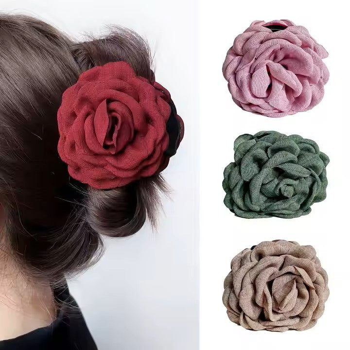 2 Stk. Rose Flower Haarklammer – 8,5 cm einfarbige Blumen Haarspange