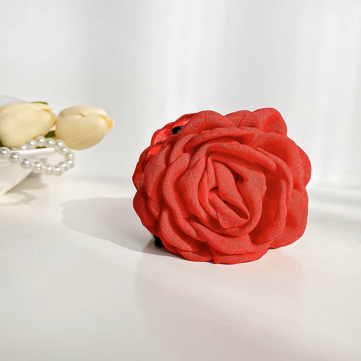 2 Stk. Rose Flower Haarklammer – 8,5 cm einfarbige Blumen Haarspange