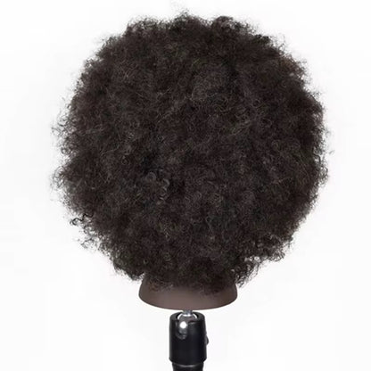 Professionelle Haarstyling-Puppe Afro Mannequin Kopf mit echtem Menschenhaar, kann Dauerwelle bleichen für Friseure, Studenten, Kosmetologie Tr - Afro Black Skin