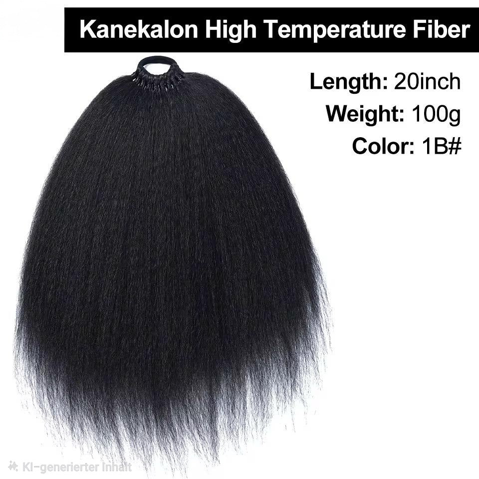 1x Afro Kinky Ponytail – Voluminöser Pferdeschwanz mit natürlicher Textur , 1B