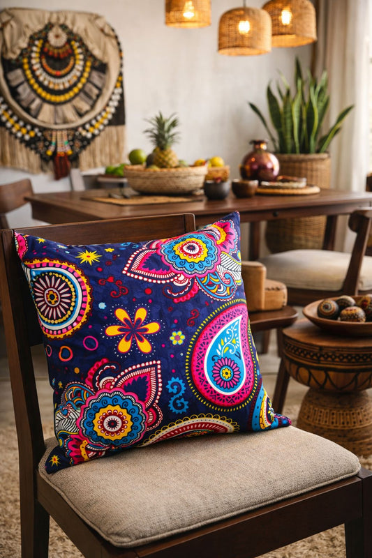 Afrikanischer Kissenbezug, Blue Pink Paisley